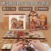 CuteBee Bread Workshop Music Box, diy House Building block Puzzle, Wooden Assembly Model, Creative gift Application Scenario